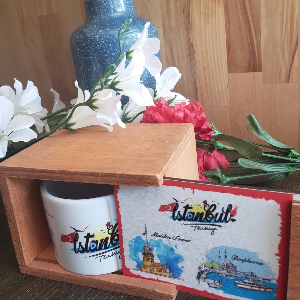 Porcelain Cup with Box Handmade Istanbul Turkey
